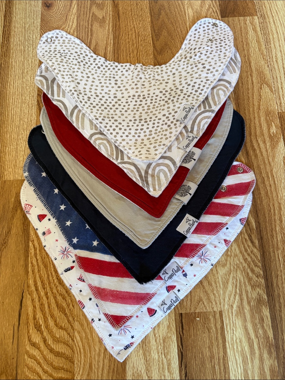 Multi-Pack Red, Navy & Cream Kids Bandana Bibs 5 - copper pearl